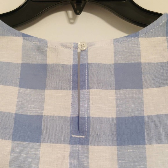 🎈J Crew Gingham Linen Blend Blouse, EUC S 4 - Picture 9 of 11